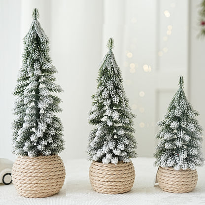 Mini Small Desktop Christmas Tree Ornament PE Flocked Small Tree Desktop Decoration Christmas Tree  5