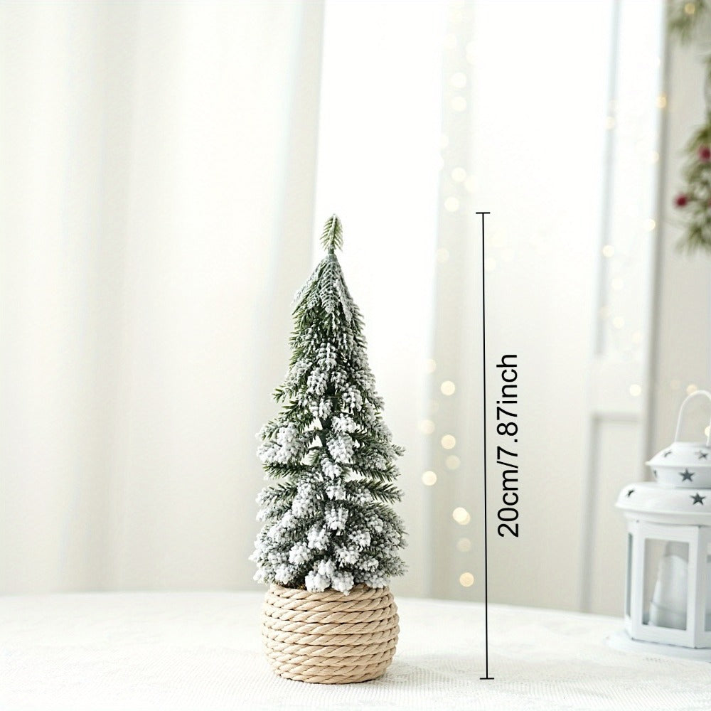 Mini Small Desktop Christmas Tree Ornament PE Flocked Small Tree Desktop Decoration Christmas Tree  7