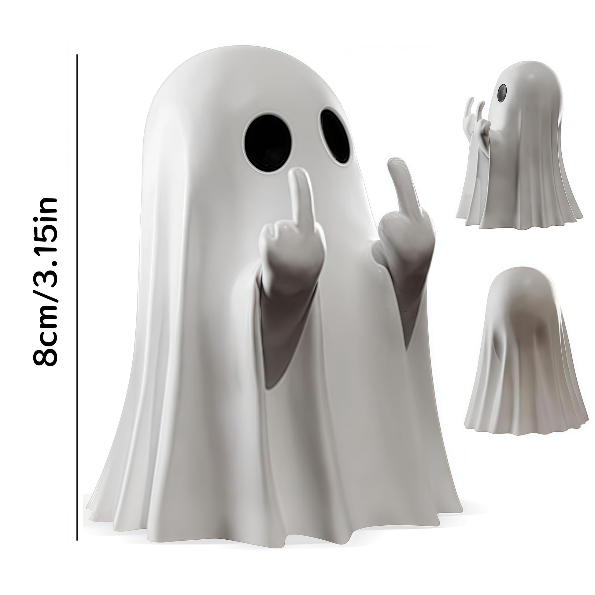 Small Decor for Home, Cute Middle Finger Ghost Statue, Centerpiece for Coffee Table, Adorable Horror Figure