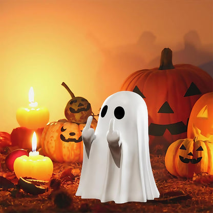 Small Decor for Home, Cute Middle Finger Ghost Statue, Centerpiece for Coffee Table, Adorable Horror Figure