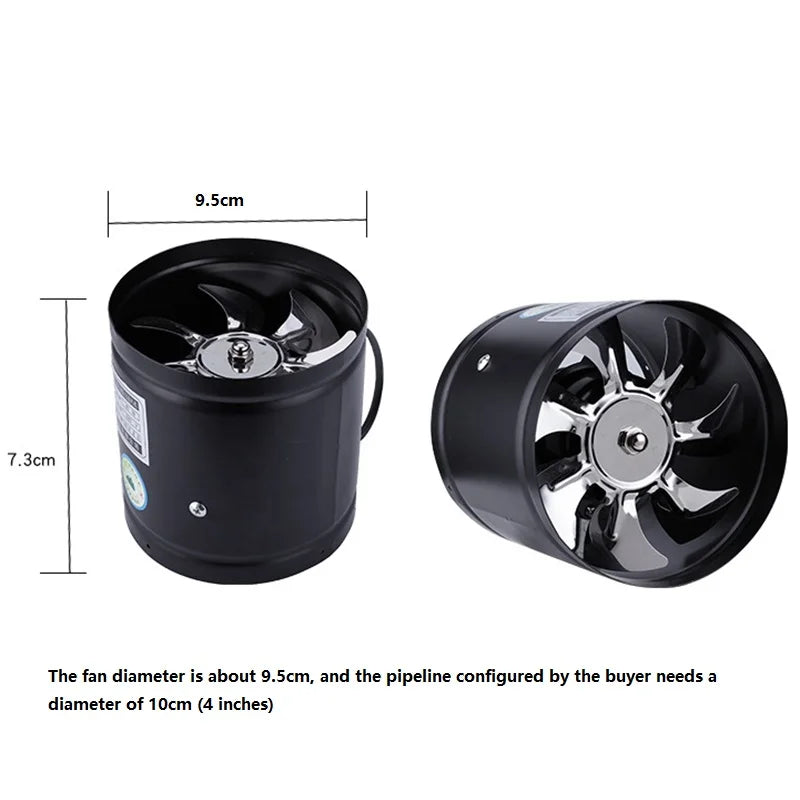 Mini Extractor, Fan Air Ventilator, Kitchen Bathroom Wall Fan, Metal Pipe Duct Ventilation, Exhaust Fan