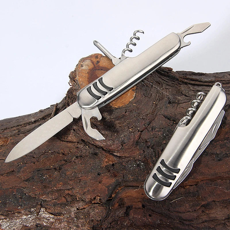 Multifunctional Stainless Steel Knife, Swiss Army Knife, Folding Camping Knife, Fruit Knife, Barbecue Universal Knife