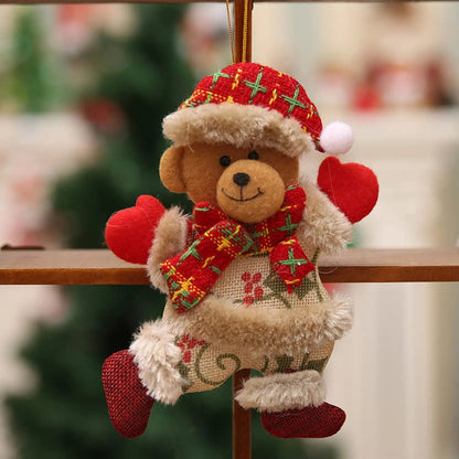 Christmas Tree Ornaments Plush Hanging Ornaments Santa Snowman Decorations Elk Bear For Kids Room W 5
