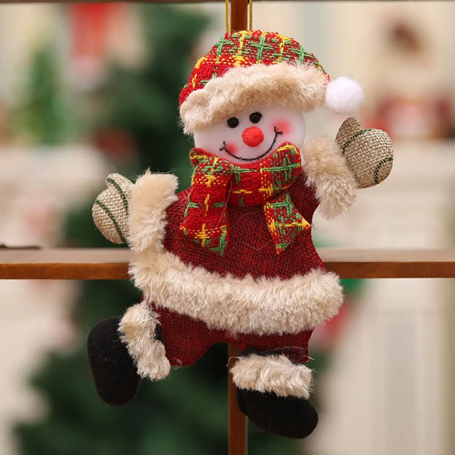 Christmas Tree Ornaments Plush Hanging Ornaments Santa Snowman Decorations Elk Bear For Kids Room W 3