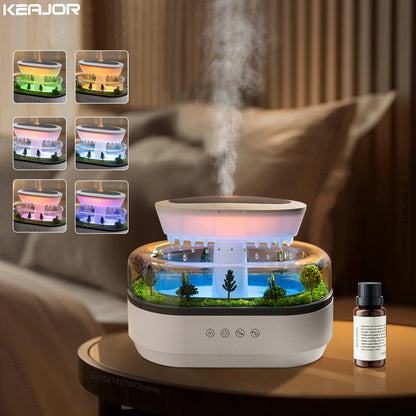 Aroma Humidifier, Ultrasonic Air Diffuser, Raindrop Essential Oil, Home Fragrance, Colourful Light, White Noise