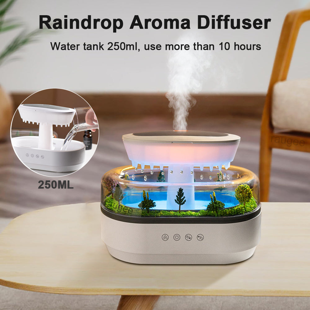 Aroma Humidifier Ultrasonic Air Diffuser Raindrop Essential Oil Home Fragrance Colourful Light Whit 1