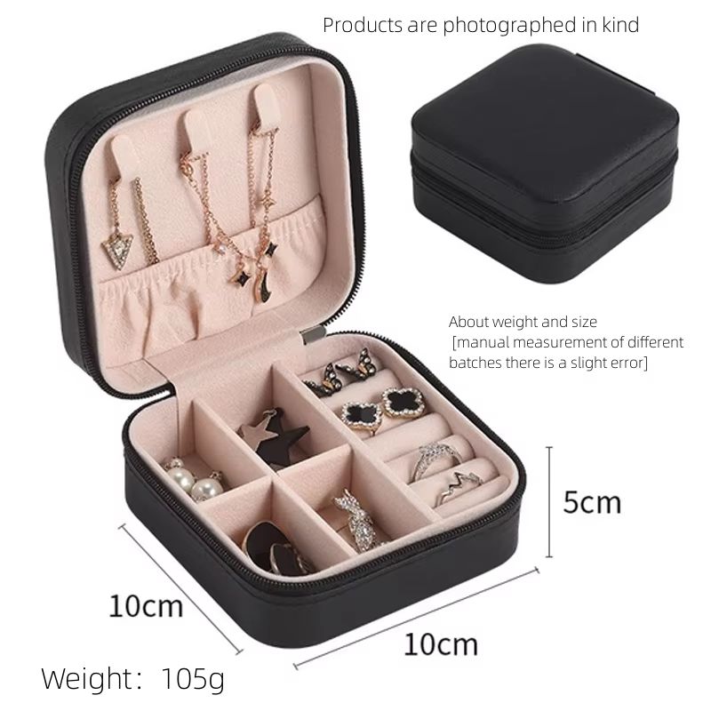 Single Layer Travel Jewelry Box Ladies Leather Jewelry Storage Box In Classic Black White And Fashi 5