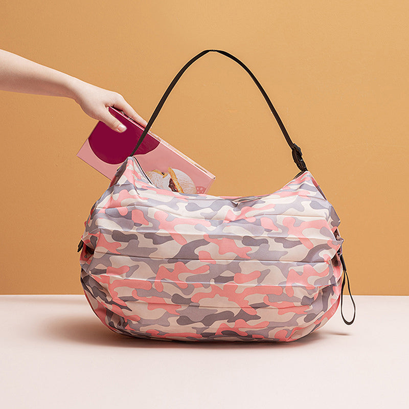 Portable Travel Camouflage Handbags, Foldable Storage Bag With Handle, Large Capacity Shopping Bag