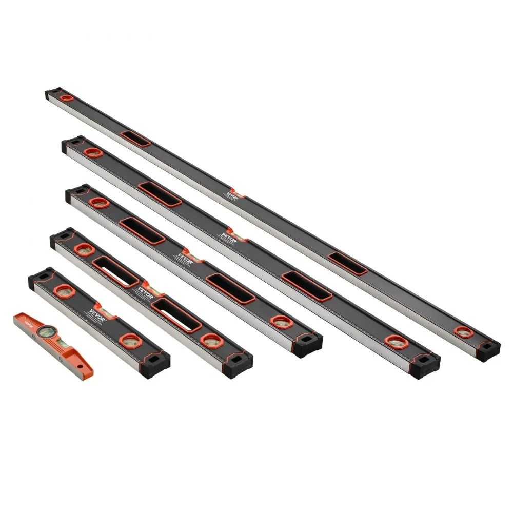 Box Levels Set Torpedo Level Bubble Vials Ruler ShockProof Aluminum Alloy Magnetic Leveler Tool SAE 7