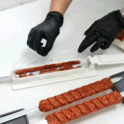 Kebab Maker Mould, Plastic Kabob Maker, Manual Kebab Press, BBQ Gadget, Meat Skewer Tool