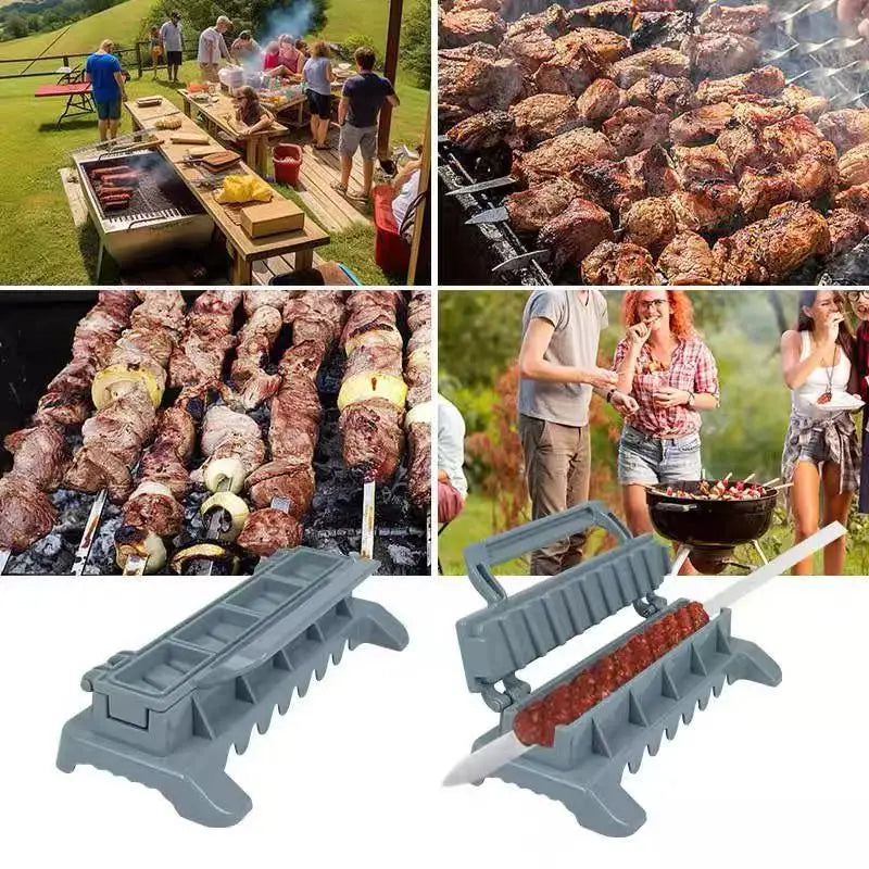 Kebab Maker Mould, Plastic Kabob Maker, Manual Kebab Press, BBQ Gadget, Meat Skewer Tool