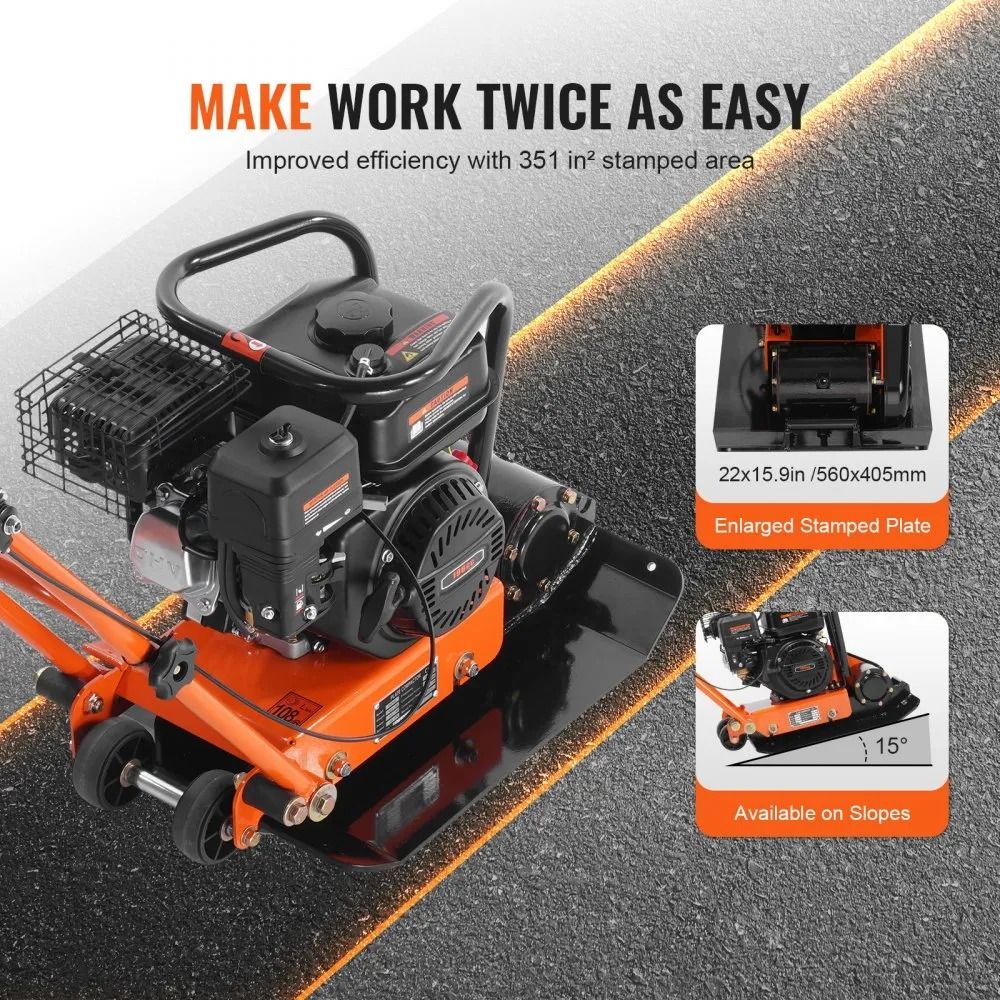 Gas Engine Plate Compactor Vibratory Compaction Tamper High Lbs Force Walkways Asphalts Paver Lands 2