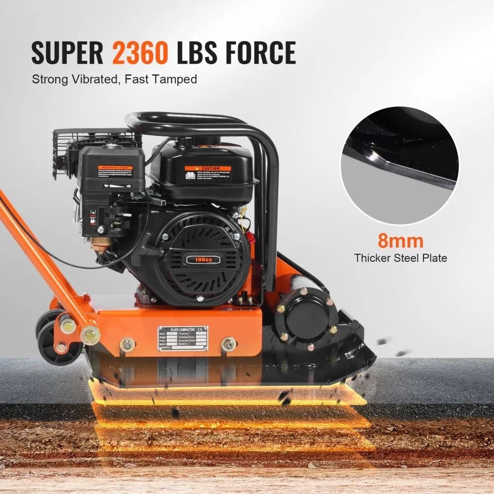 Gas Engine Plate Compactor Vibratory Compaction Tamper High Lbs Force Walkways Asphalts Paver Lands 3