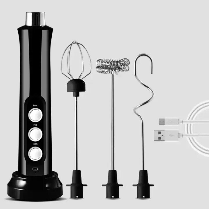 Wireless Electric Milk Frother, Rechargeable Handheld Foam Maker, Cappuccino, Hot Chocolate