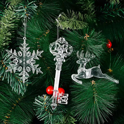 Acrylic Christmas, Transparent Deer Key, Snowflake Christmas, Tree Hang Pendant, Festival Ornament, Home Party Decor