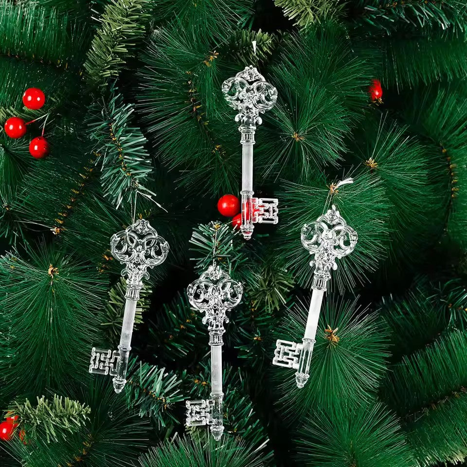 Acrylic Christmas, Transparent Deer Key, Snowflake Christmas, Tree Hang Pendant, Festival Ornament, Home Party Decor