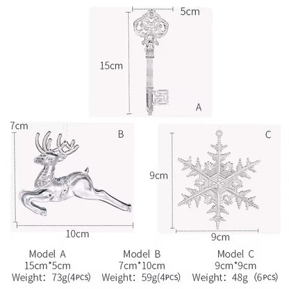 Acrylic Christmas, Transparent Deer Key, Snowflake Christmas, Tree Hang Pendant, Festival Ornament, Home Party Decor