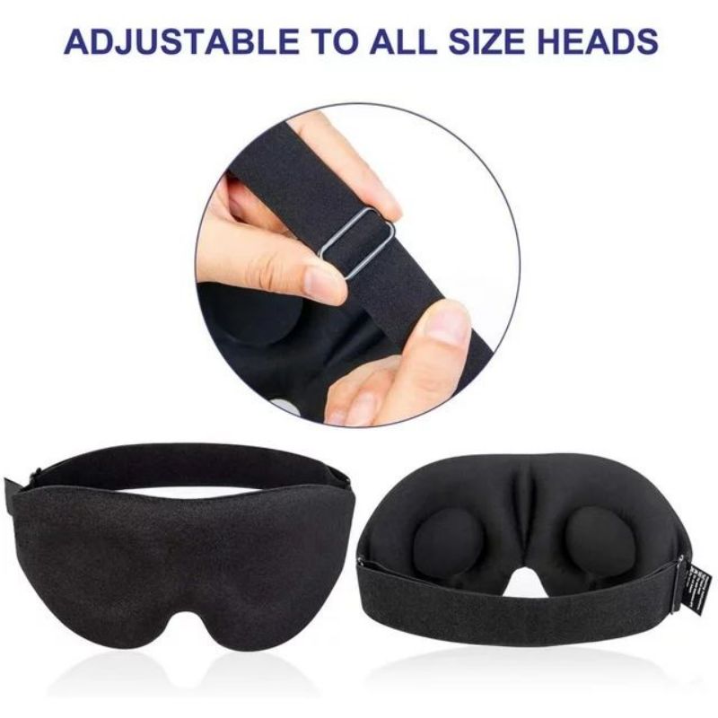 Eye Mask, Comfortable, Light Blocking, Adjustable, No Pressure on Eyes, For Men and Women, Black