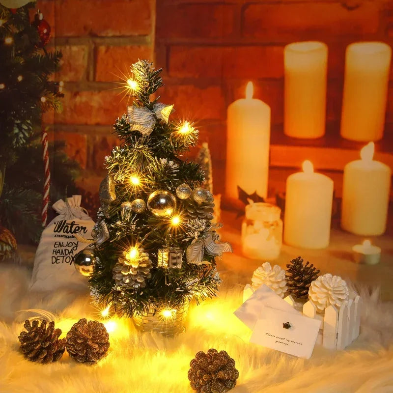 Mini Xmas Tree Christmas LED Christmas Tree Nightlight Pine Needle Tree Decoration Ornament New Yea 3
