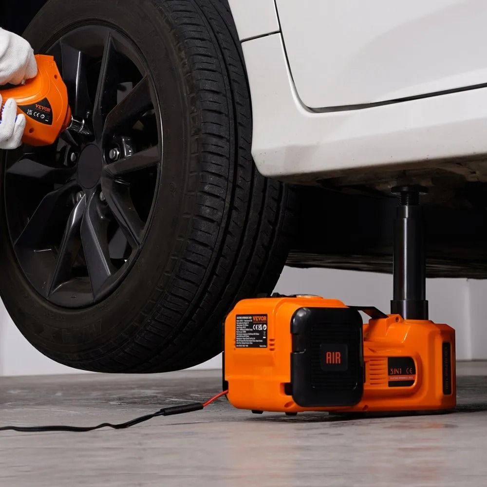 Electric Hydraulic Car Jack With Impact Wrench Portable Car Lift Builtin Tire Inflator LED Light 2