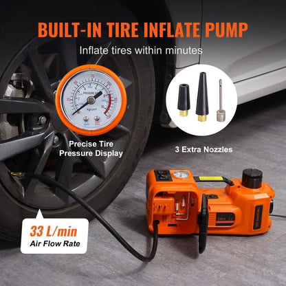 Electric Hydraulic Car Jack With Impact Wrench Portable Car Lift Builtin Tire Inflator LED Light 1