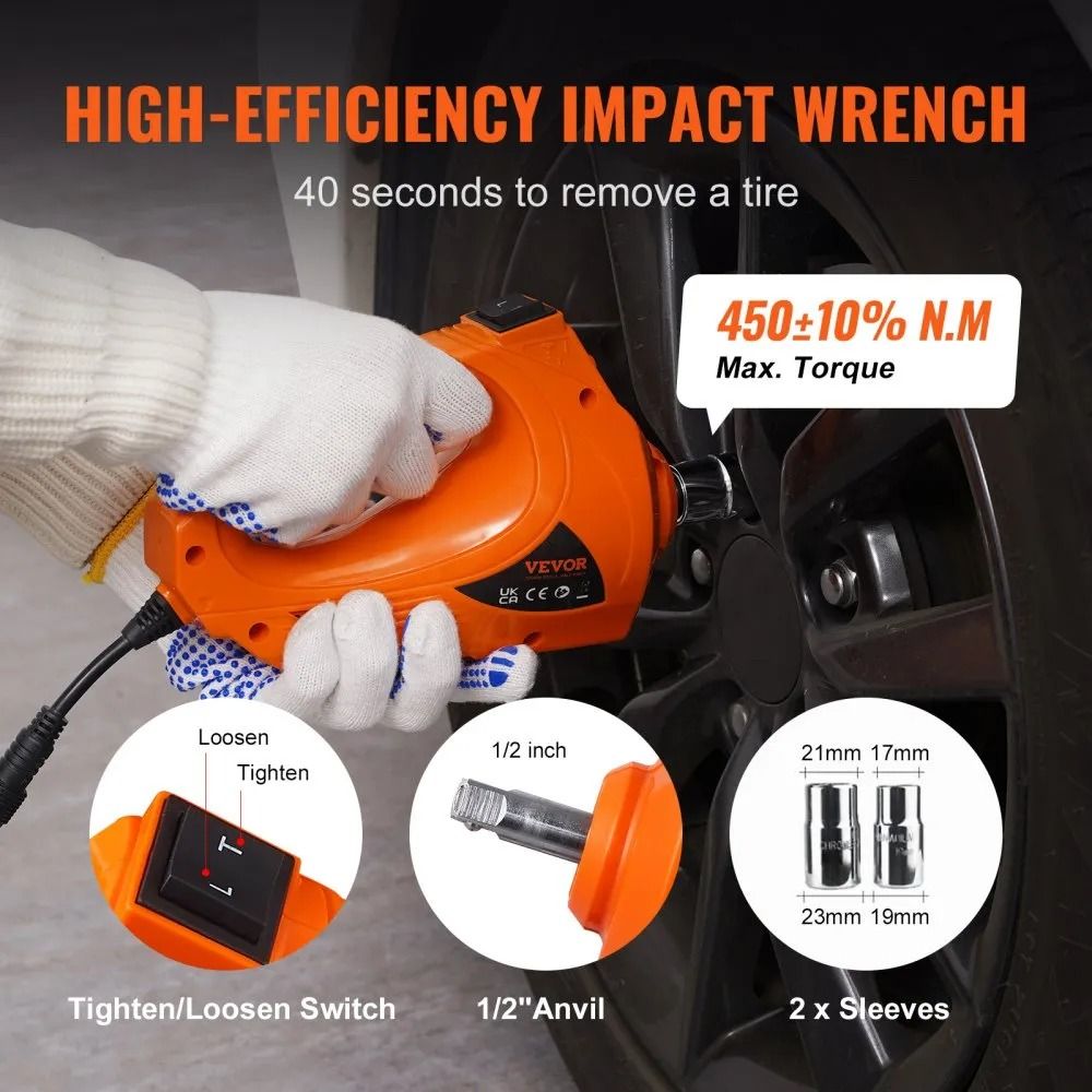 Electric Hydraulic Car Jack With Impact Wrench Portable Car Lift Builtin Tire Inflator LED Light 4