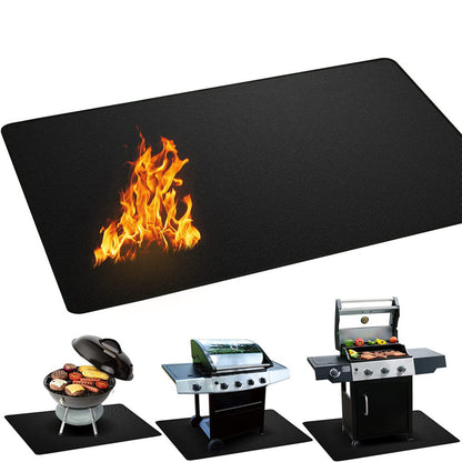 Outdoor Barbecue Grills Mat, Oilproof Protective Mat, Fire Retardant High Temperature Resistant Pad for BBQ