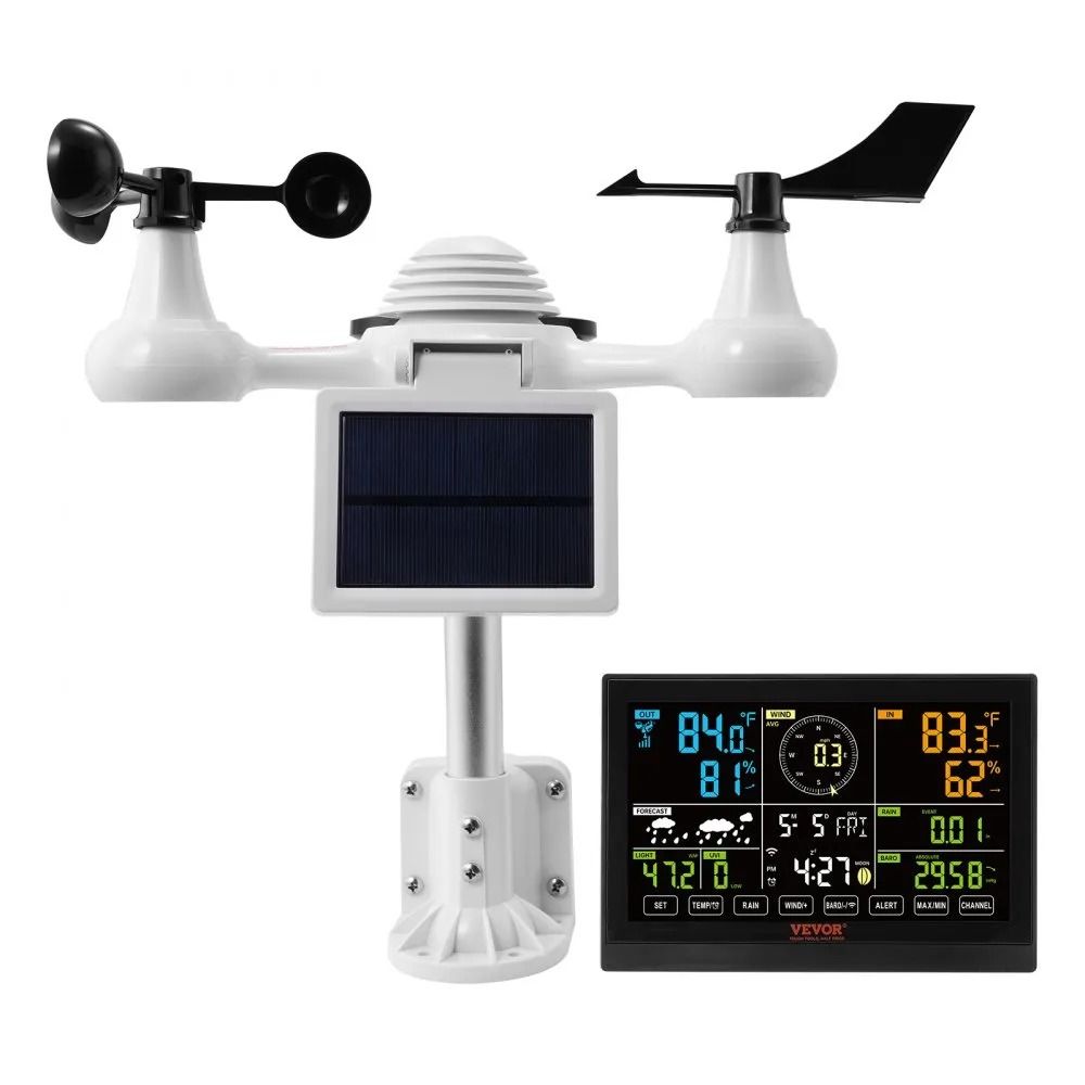 Home Weather Station Indoor Outdoor WiFi Weather Station Color Display Solar Wireless Outdoor Senso 9