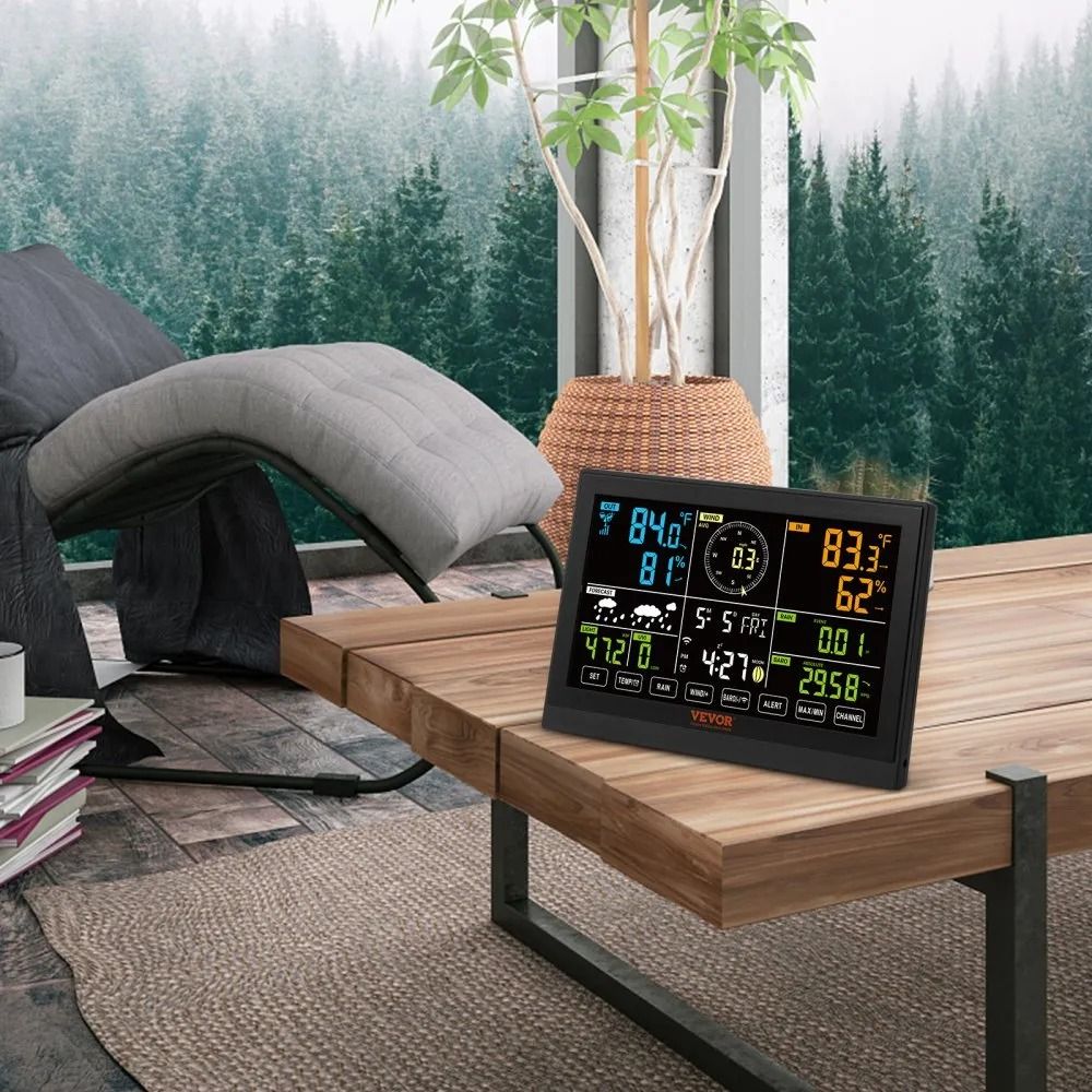Home Weather Station Indoor Outdoor WiFi Weather Station Color Display Solar Wireless Outdoor Senso 6