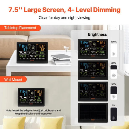 Home Weather Station Indoor Outdoor WiFi Weather Station Color Display Solar Wireless Outdoor Senso 3