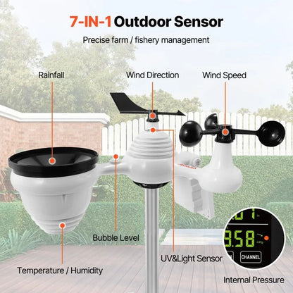 Home Weather Station Indoor Outdoor WiFi Weather Station Color Display Solar Wireless Outdoor Senso 5