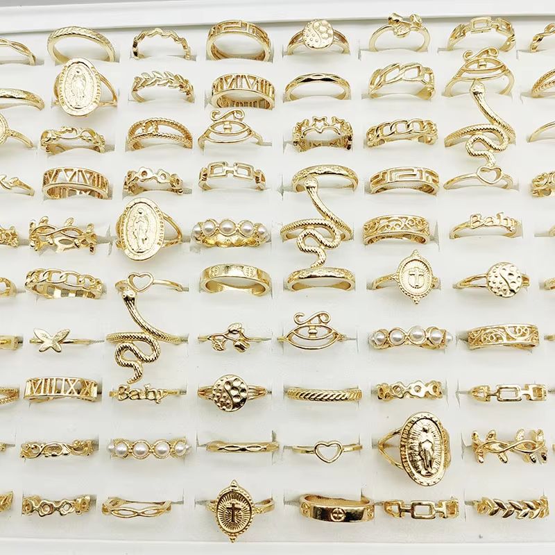 30 Piece Gold Ring Set For Girls Butterfly Star Pearl Thin Joint Rings Stackable Party Jewelry For  1