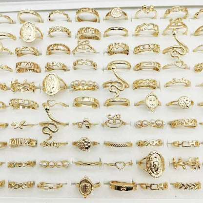 30 Piece Gold Ring Set For Girls Butterfly Star Pearl Thin Joint Rings Stackable Party Jewelry For  1