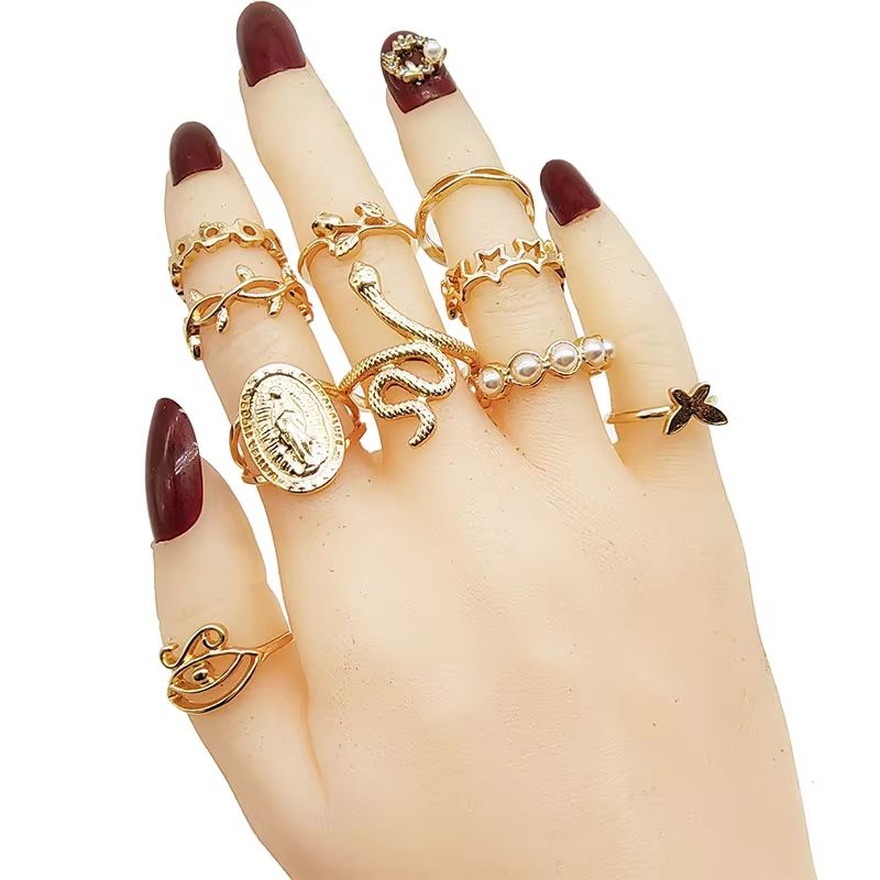 30 Piece Gold Ring Set For Girls Butterfly Star Pearl Thin Joint Rings Stackable Party Jewelry For  2