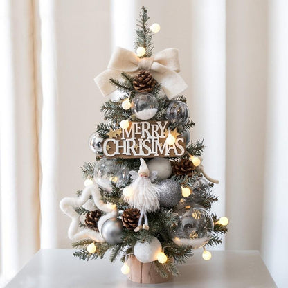 Mini Christmas Tree with Lights, Mini PVC Christmas Tree, Christmas Decorations Flocking Beads, Mini Christmas Tree
