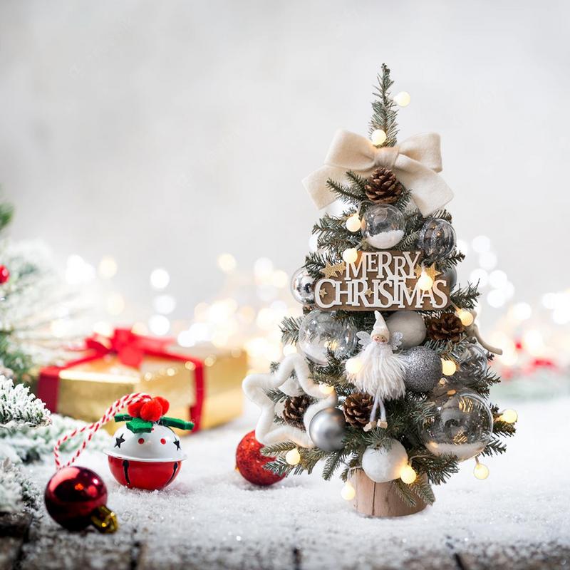 Mini Christmas Tree With Lights Mini PVC Christmas Tree Christmas Decorations Flocking Beads Mini C 1