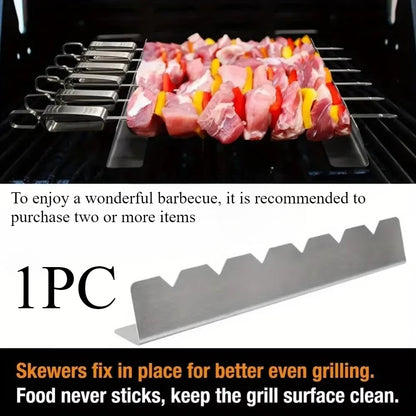 Skewers Holder Set 6 Slots BBQ Flat Skewers Racks Easy Cleaning Kebabs Support Stands BBQ Accessori 1