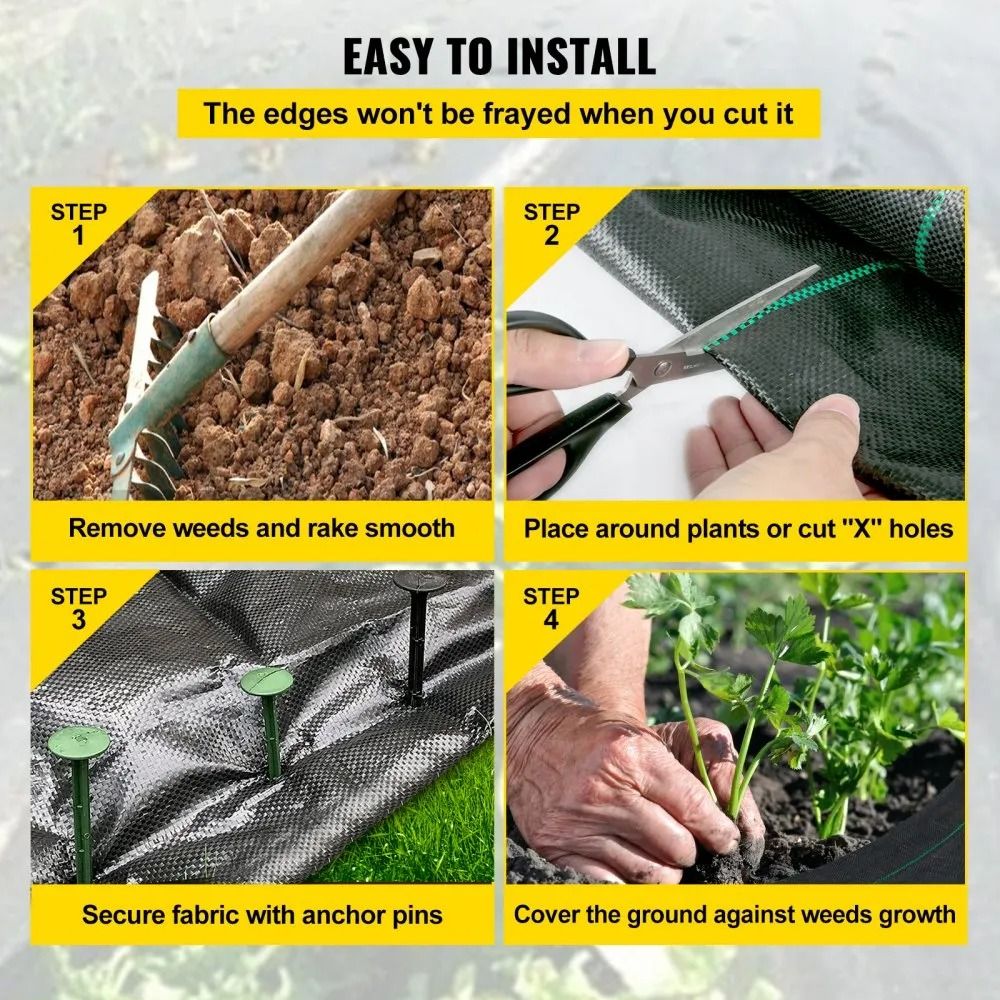 Heavy Duty Geo Textile Fabric Weed Control Fabric Garden Barrier Cloth Woven Ground Cover 6