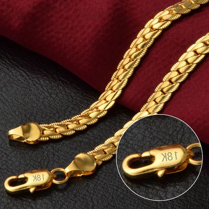 18K Gold And Silver 6mm Sideways Chain Necklace For Men And Women Fashion Wedding Engagement Jewelr 3