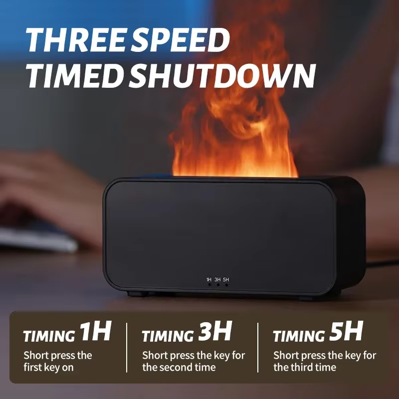 Mini Flame Humidifier Colourful Atmosphere Light Timed Function No Water Power Protection Home Bedr 2