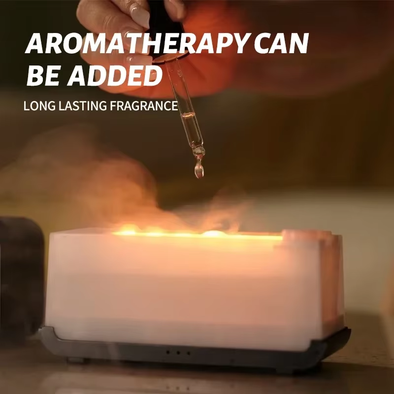 Mini Flame Humidifier Colourful Atmosphere Light Timed Function No Water Power Protection Home Bedr 3