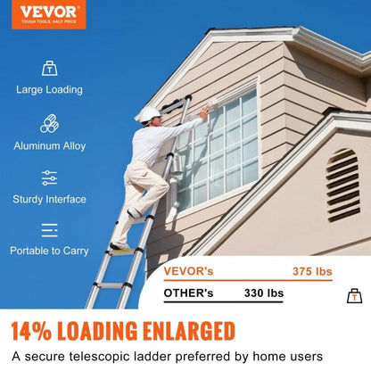 Aluminum Telescopic Ladder Collapsible Extension Ladder Onebutton Retraction High LBS Capacity Nons 6