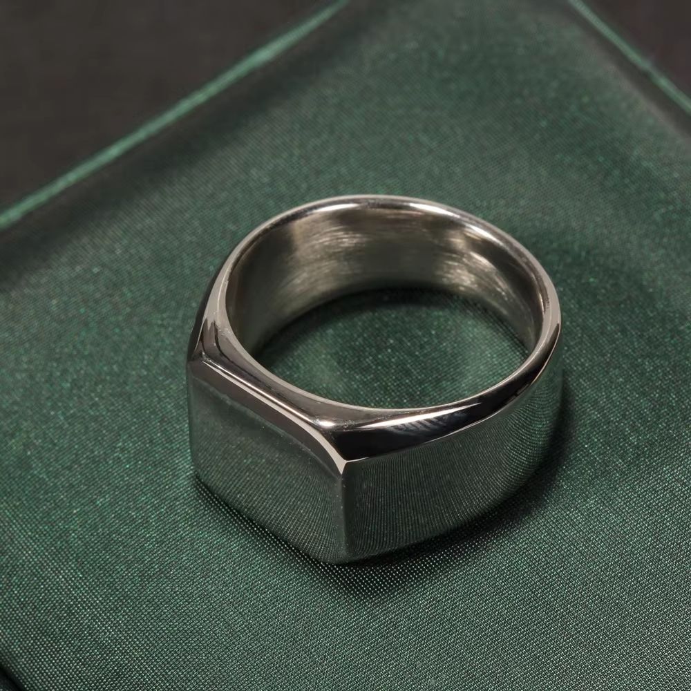 Fashion Stainless Steel Mens Square Ring Black Gold And Silver Hiphop Party Jewelry Gift