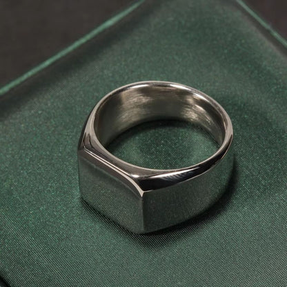 Fashion Stainless Steel Mens Square Ring Black Gold And Silver Hiphop Party Jewelry Gift