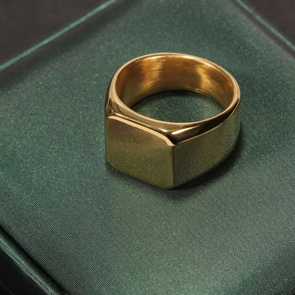 Fashion Stainless Steel Mens Square Ring Black Gold And Silver Hiphop Party Jewelry Gift 9