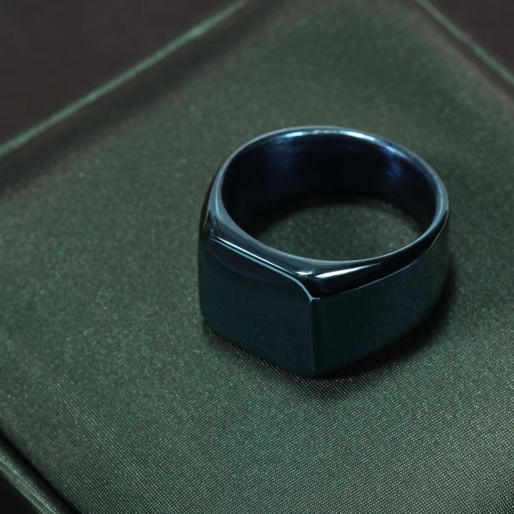 Fashion Stainless Steel Mens Square Ring Black Gold And Silver Hiphop Party Jewelry Gift 7