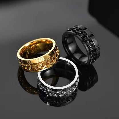 Stainless Steel Chain Spinner Ring For Men And Women Punk Style Fidget Jewelry 2