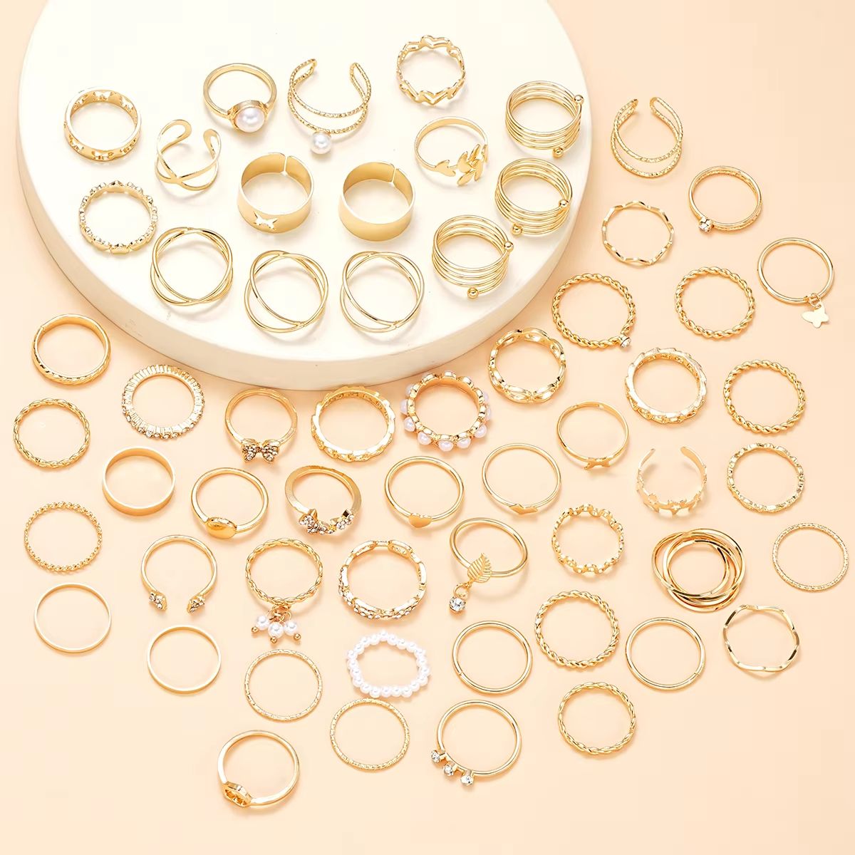 58PCS Vintage Heart Snake Butterfly Rings Set For Women Gold Plated Fashion Jewelry 4