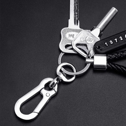 Trendy DIY Mobile Phone Number Plate Leather Rope Car Keychain For Men 3