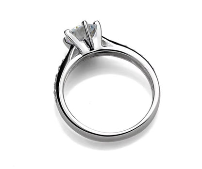 Luxury 925 Sterling Silver Six Claw Classic Ring For Women 4